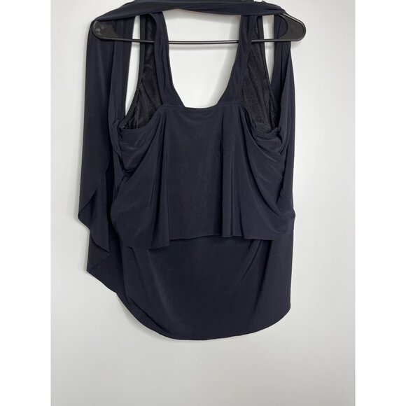 MagicSuit Solids Black Tankini Underwire Draped Back Flowy Thick Strap Size 12‎ - Picture 5 of 8